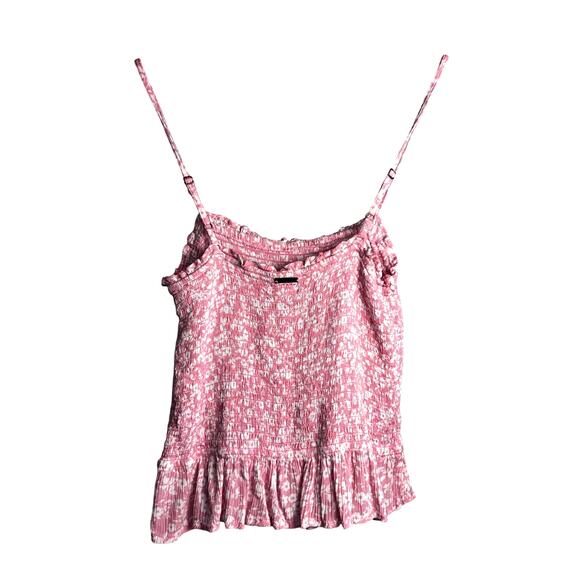 Billabong Pink and White Ruched Tight Fitting Large Tank Top - Picture 3 of 3